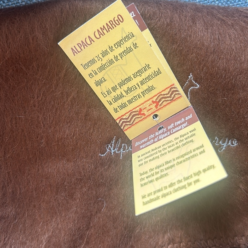 Alpaca Camargo Alpaca Scarf Caramel Brown Long 74 inch long approx - Picture 3 of 5